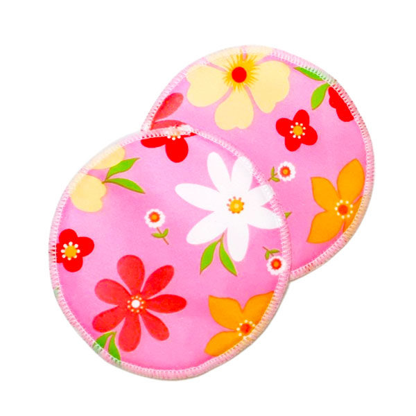 Reusable breast pads pink flowers