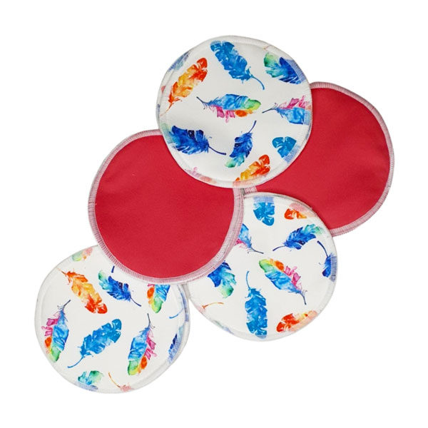 Reusable breast pads feathers print